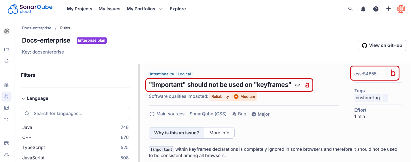 Identifying rule's name and repository