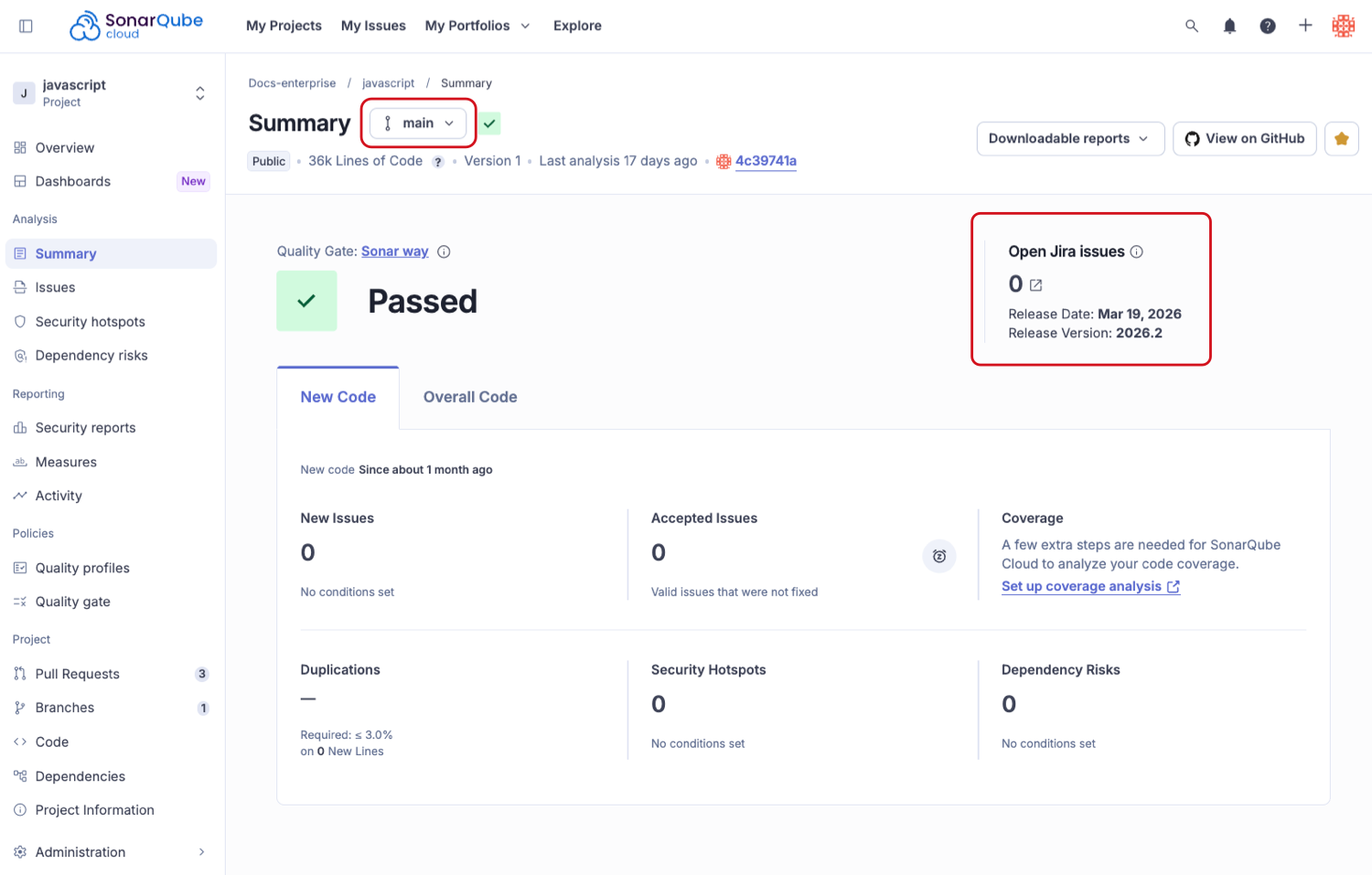 The Jira widget in SonarQube Cloud will show you how many open Jira issues you have.