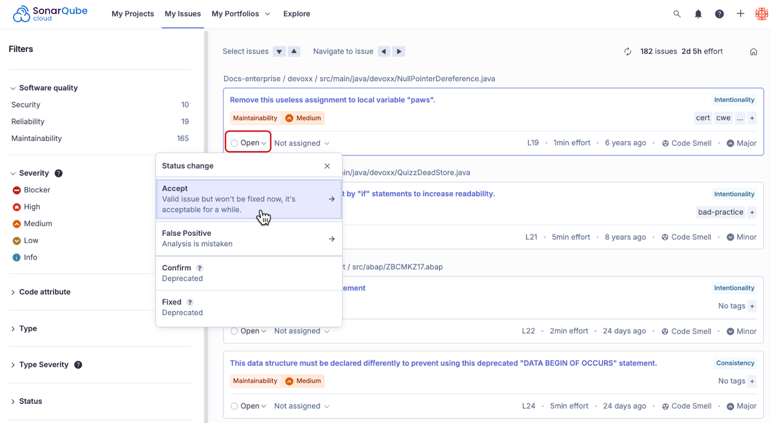 Checking the issue's status