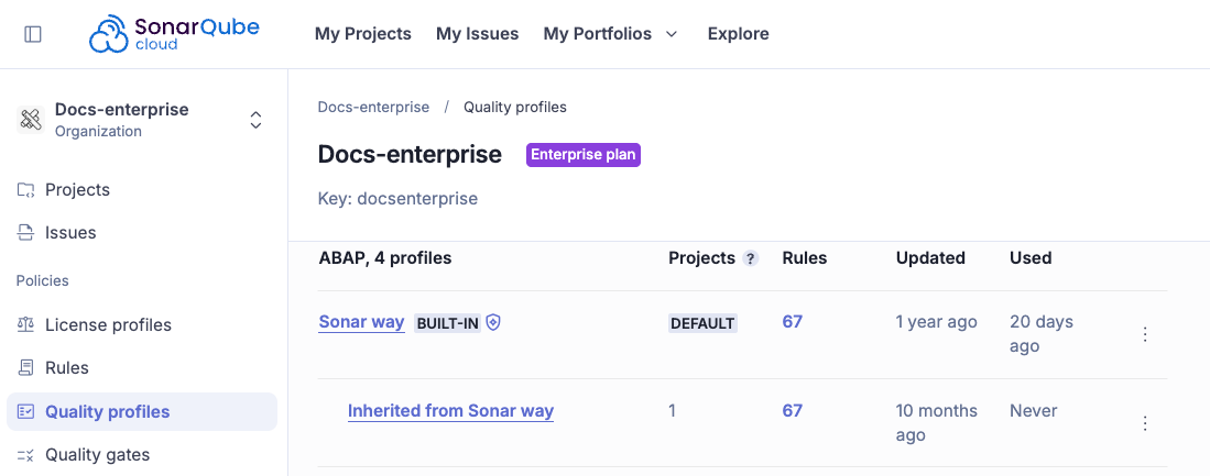 Custom profile inherited from a built-in profile