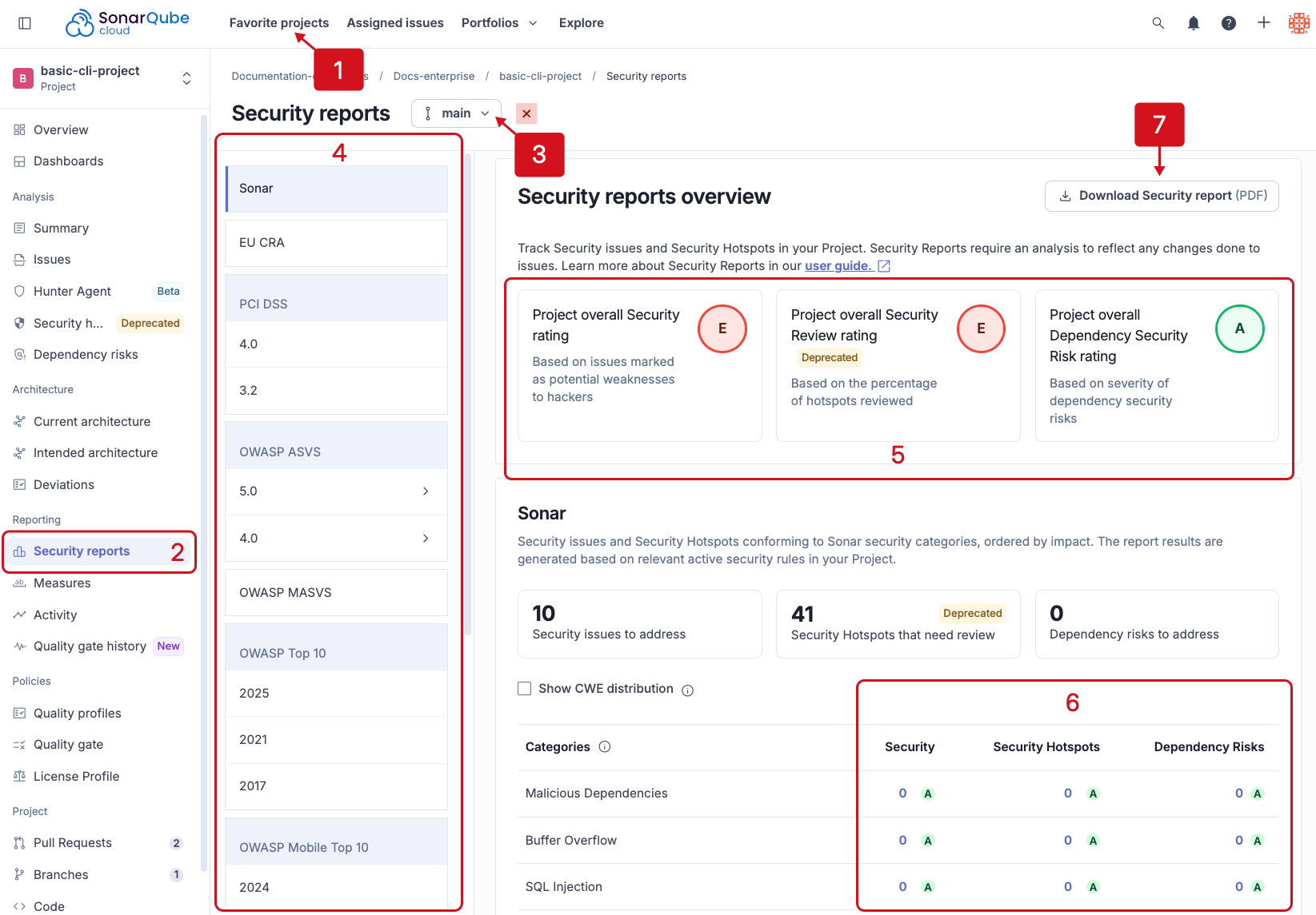 A number of details are available on the Security reports overview page.