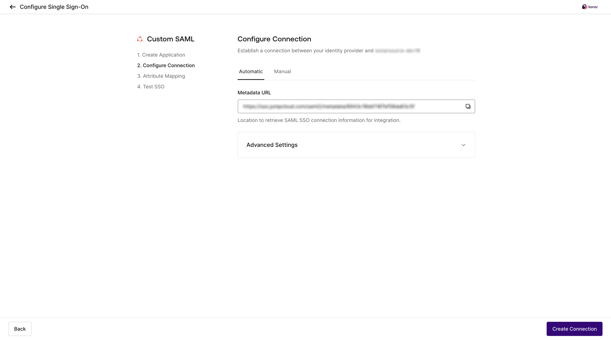 Paste the value copied from JumpCloud to Metadata URL.