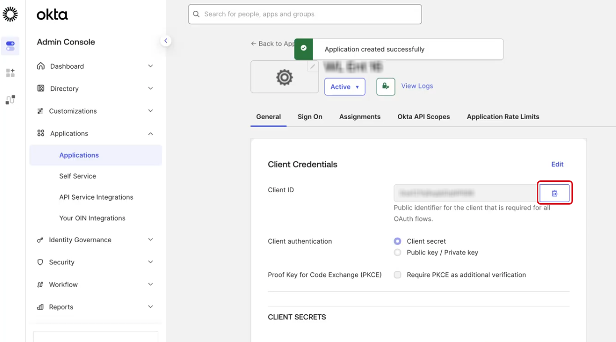 Use the copy tool to copy the Client ID.