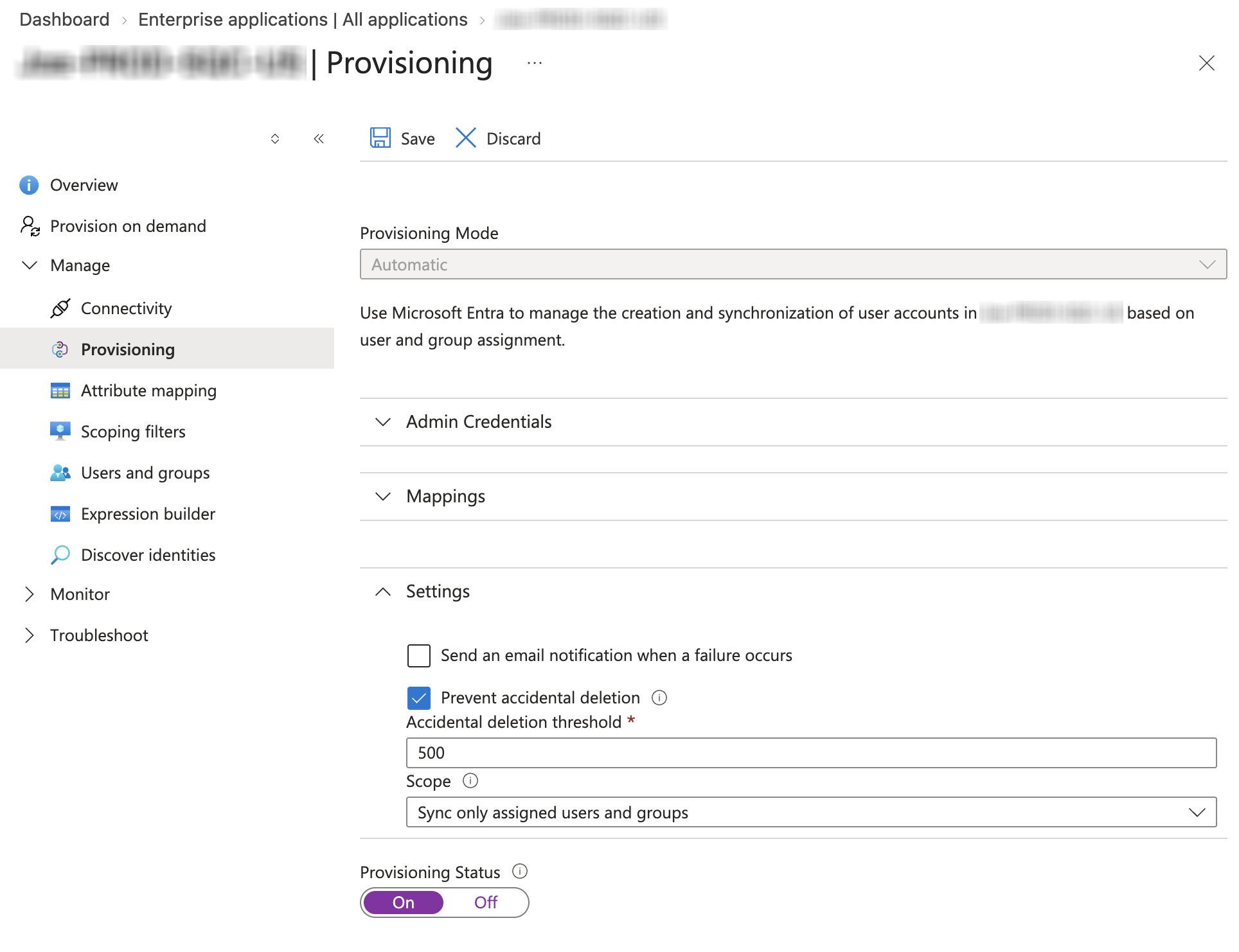 In MS Entra ID, select Sync only assigned users and groups