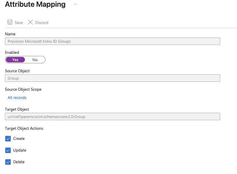 Enable the feature and select all Target Object Actions.