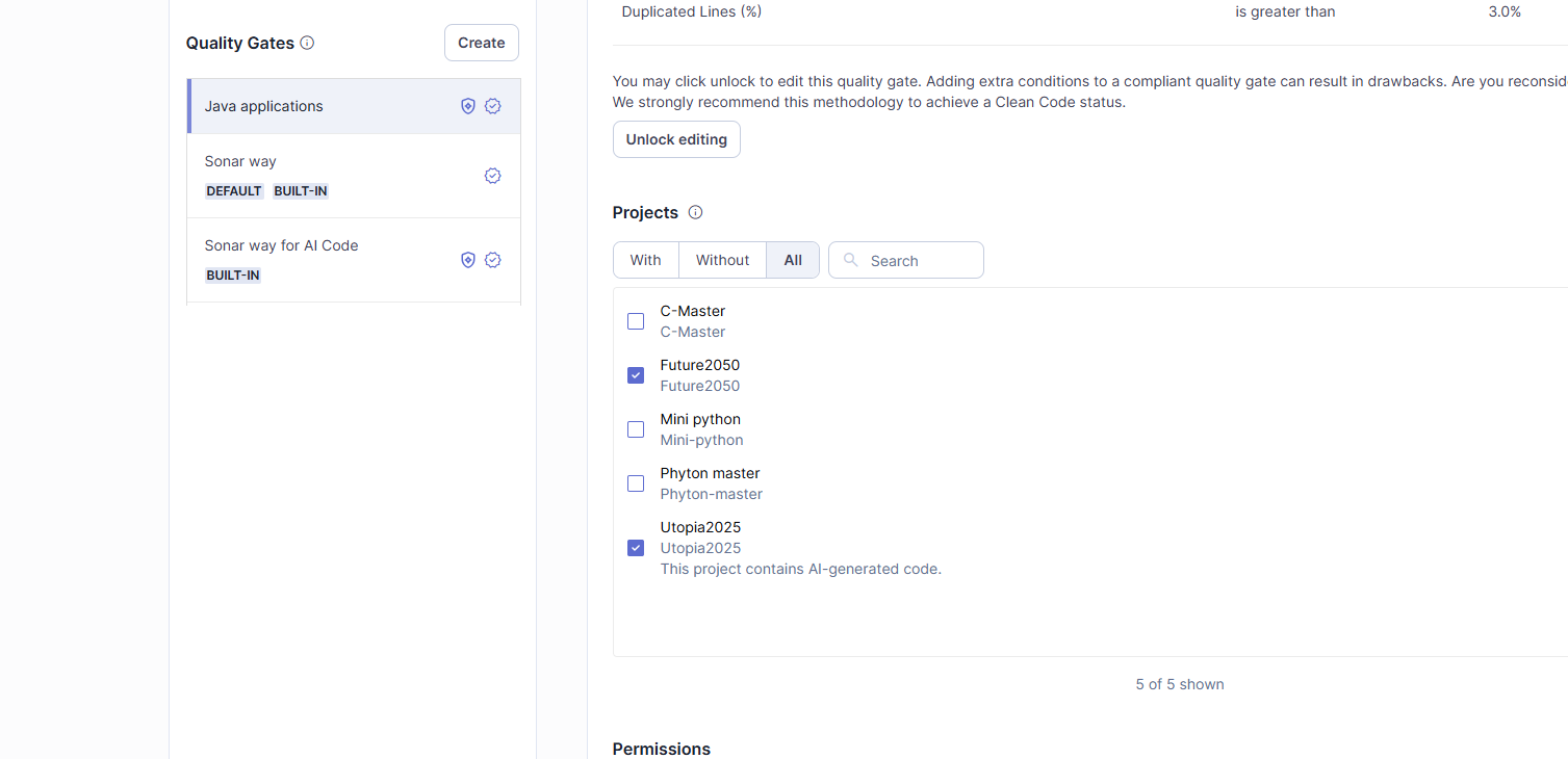 Navigate to your quality gate in SonarQube Cloud to see (and manage) a list of projects that use that quality gate.