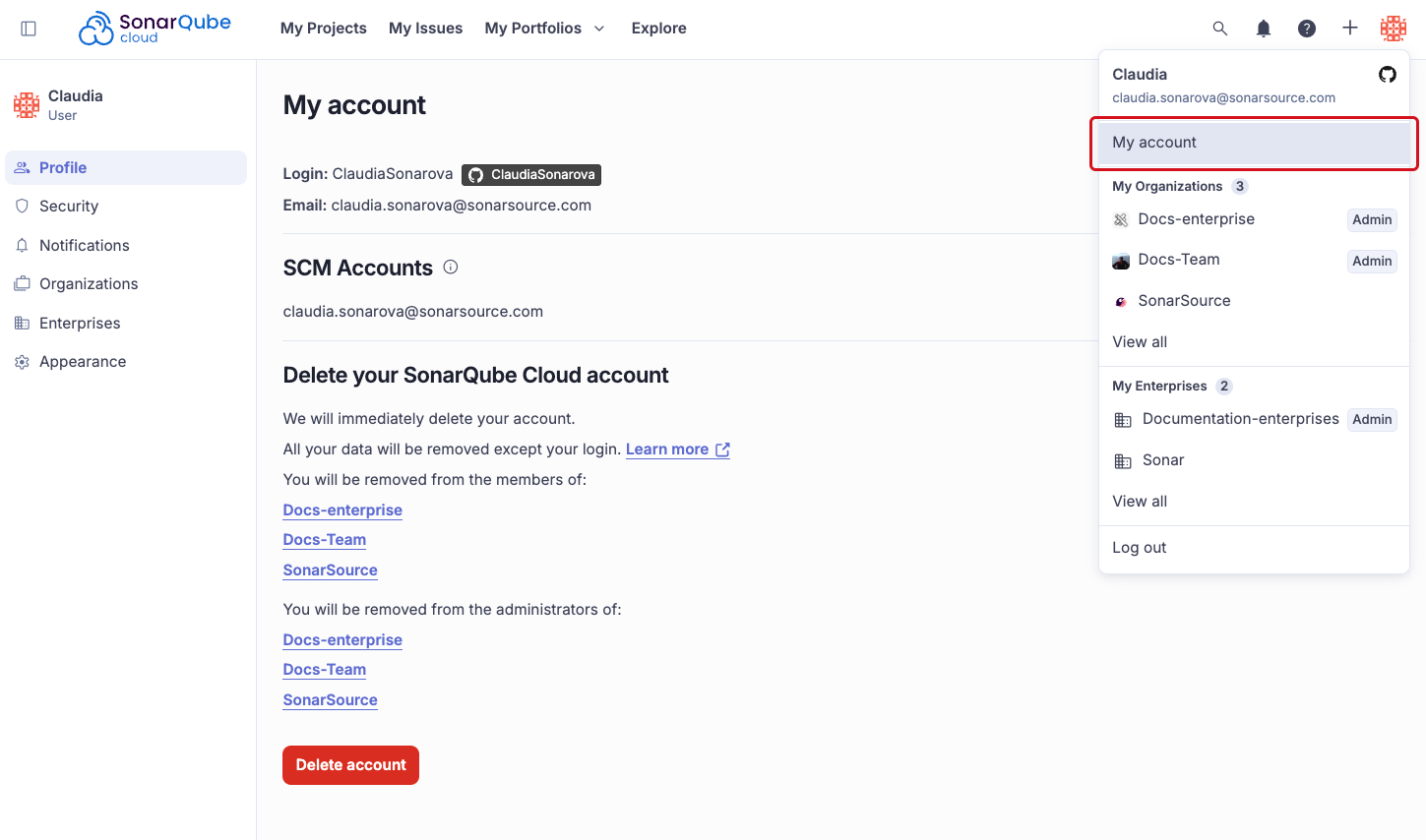 Retrieving your account information