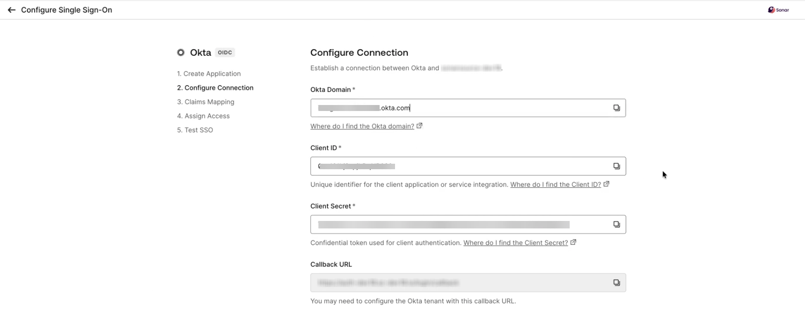 Step 2 of the Okta OIDC setup assistant.