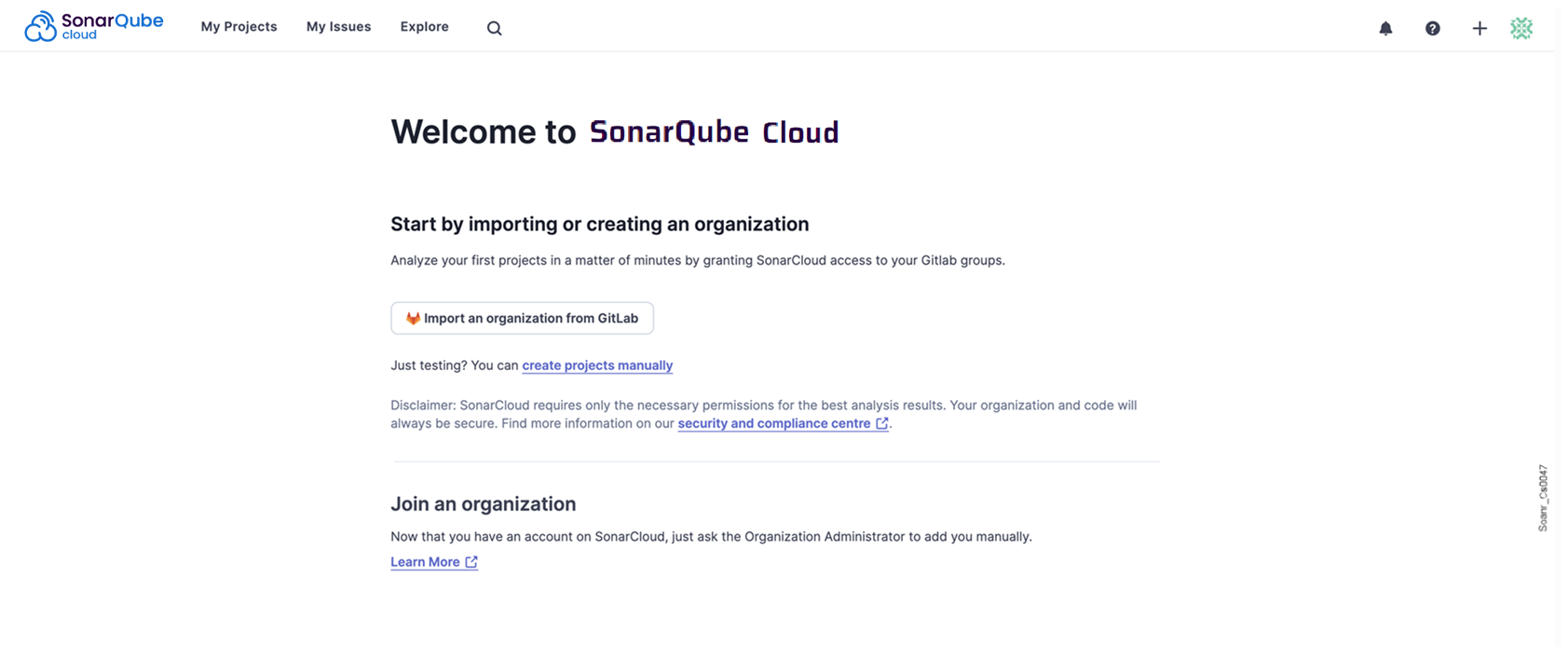 Welcome to SonarQube Cloud for the first time.