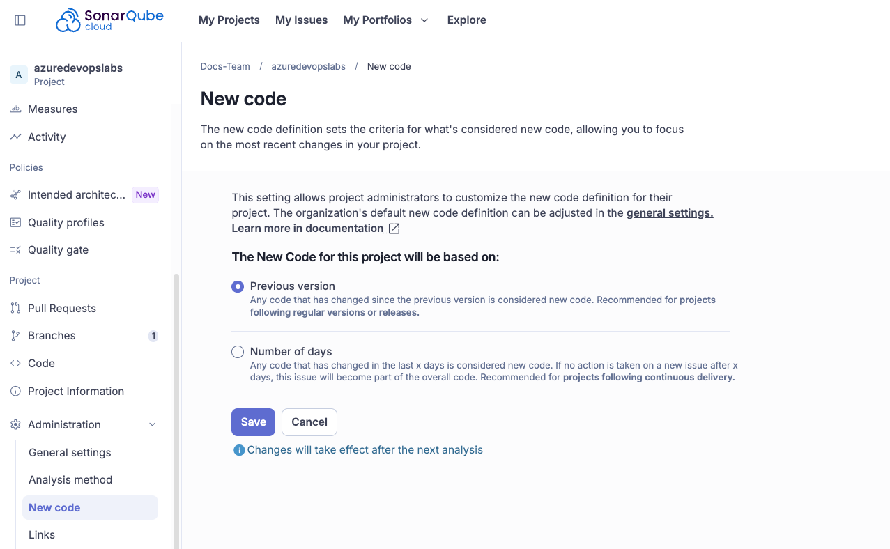 Defining new code for a project