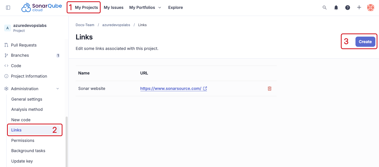 Creating a project link