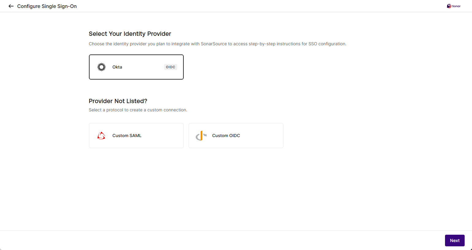 Select Custom OIDC.