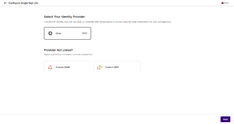 SAML SSO Configure Connection section with the Automatic tab selected, showing the Metadata URL input field and the navigation steps for SSO setup.