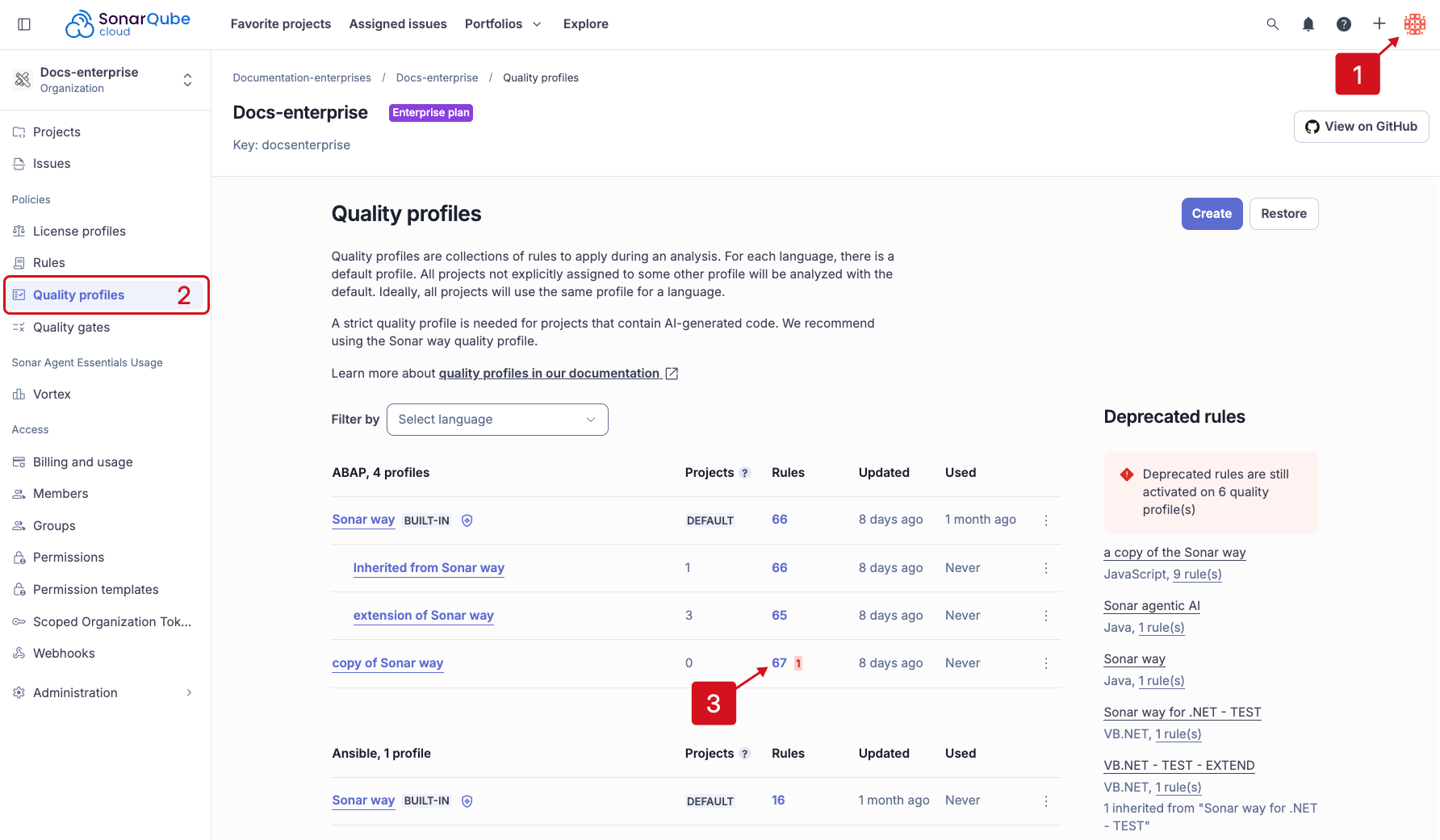Changing a rule’s severity levels from the quality profile
