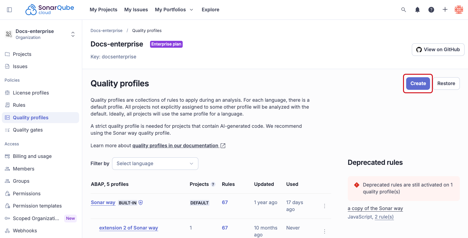Creating a new profile