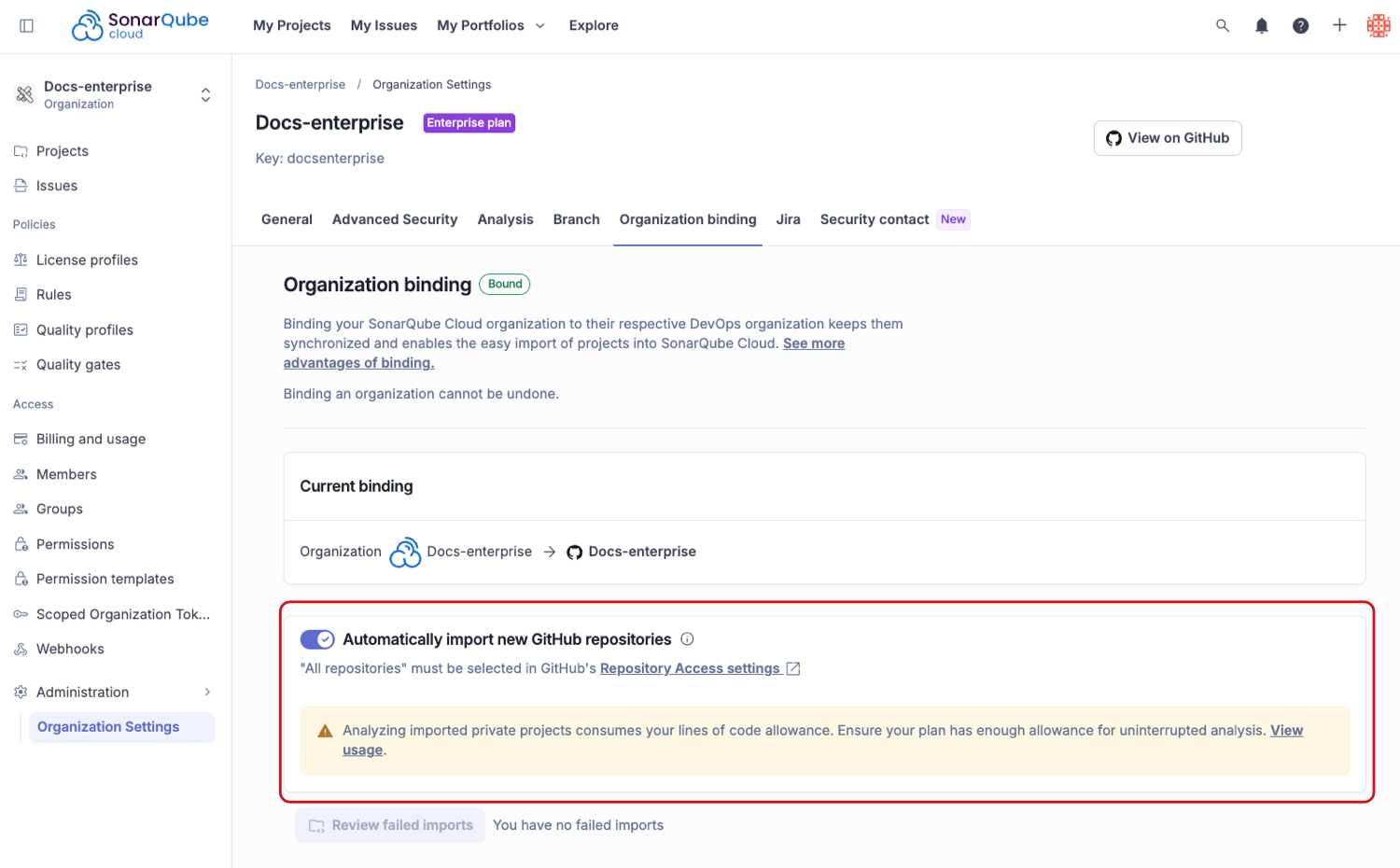 Automatically import new GitHub repositories