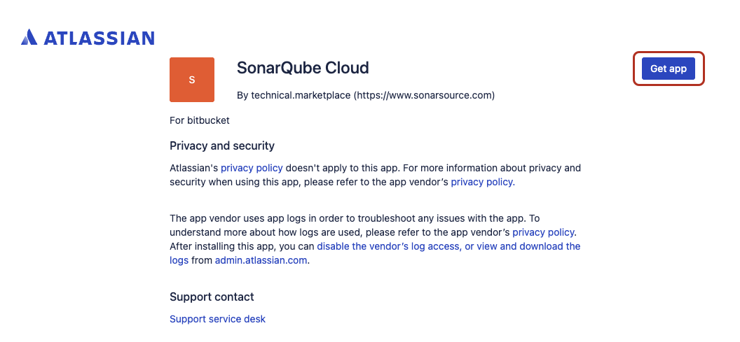 Selecting Get app in Atlassian