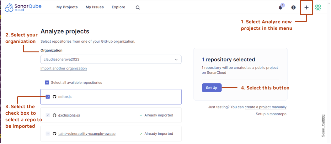 Select the repos you want to import from GitHub.