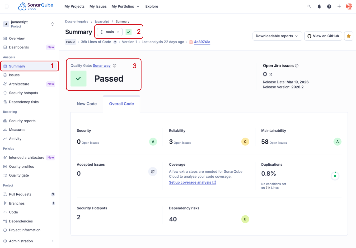 Checking the status of the quality gate for a branch or pull request